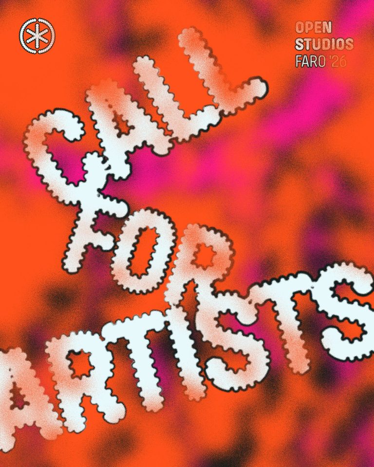 Cartaz Call for Artists da 6ª edição — tipografia Pilcrow com halo pontilhado sobre fundo lavanda